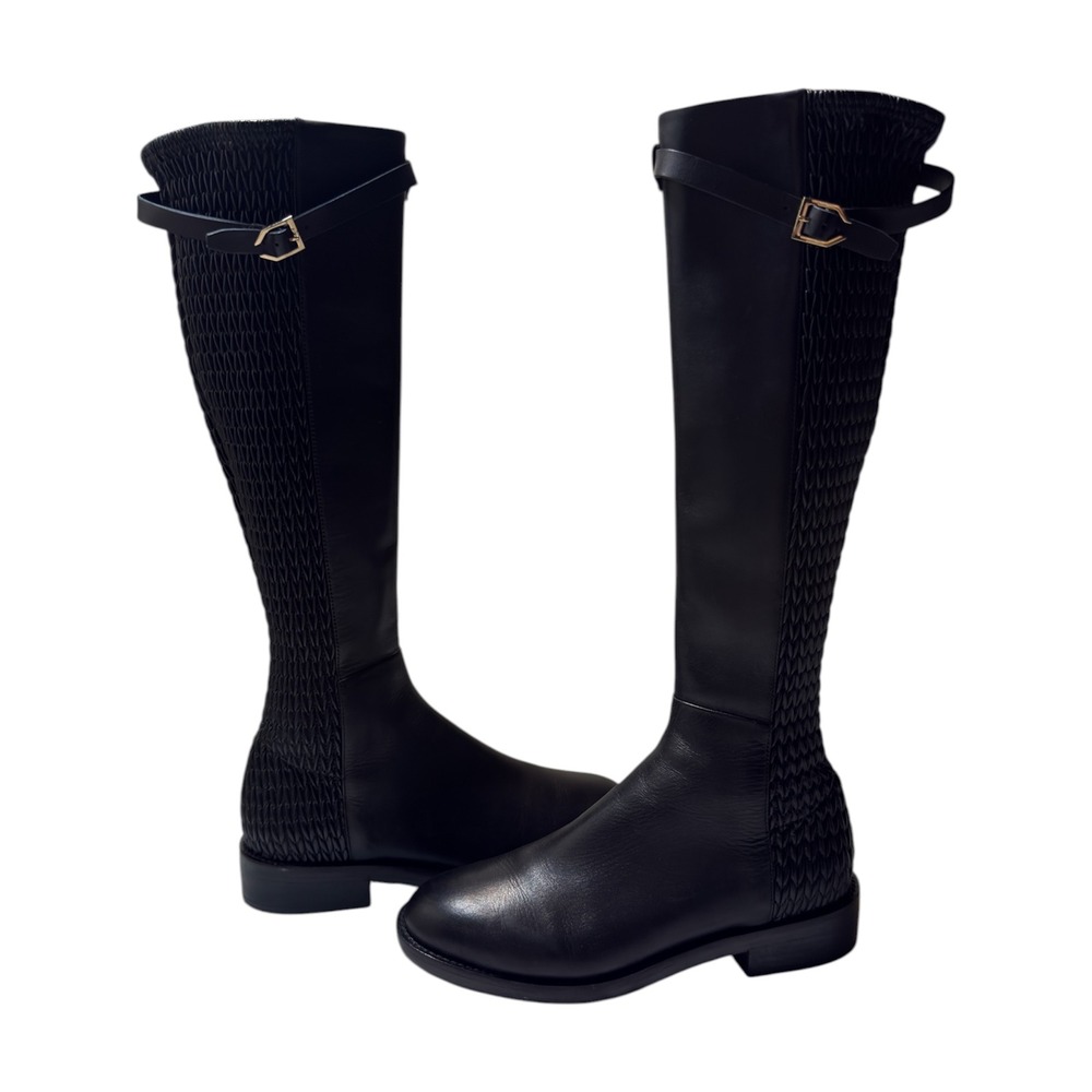 Cole Haan Black Lexi Grand Stretch Strap Tall Riding Boots 7B Womens